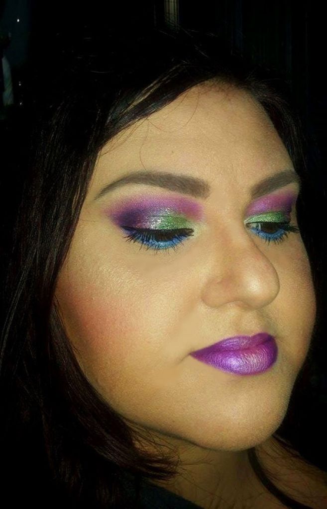 Purple and Green Make up